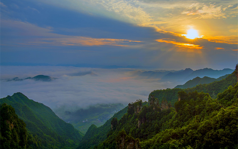 Sun Rising at Tianzi Mountain